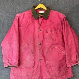 Vintage LL Bean Jacket Mens XL Red Canvas Barn Chore Coat PrimaLoft Lined 90s